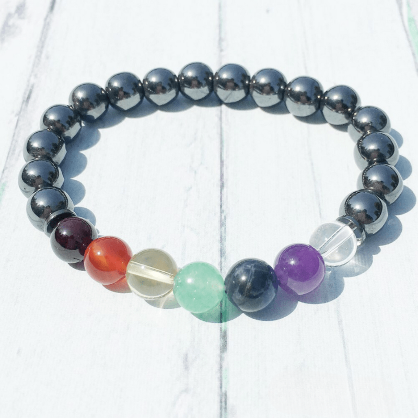 7 chakra hematite bracelet