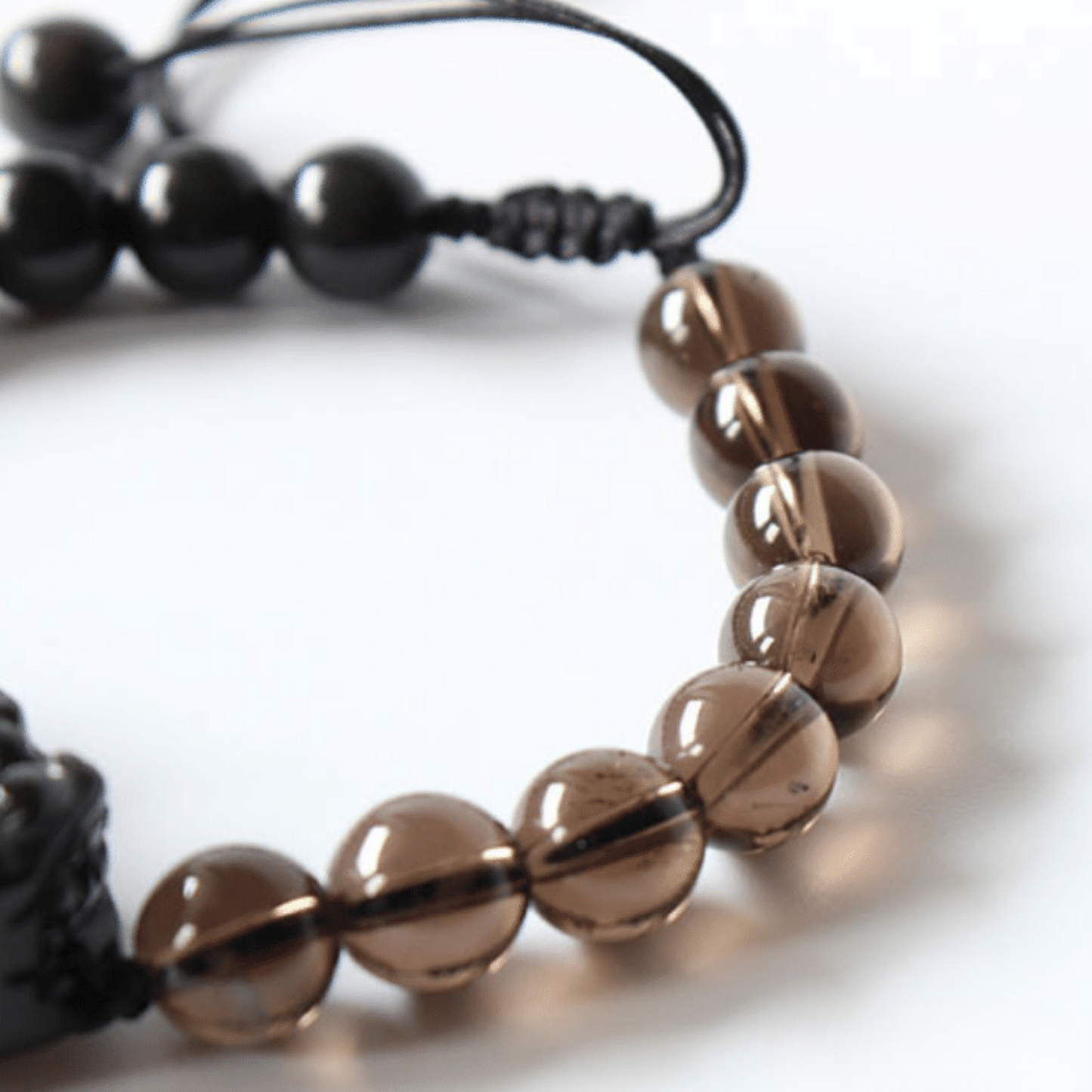 Pixiu Bracelet in Black Obsidian and Smoky Quartz