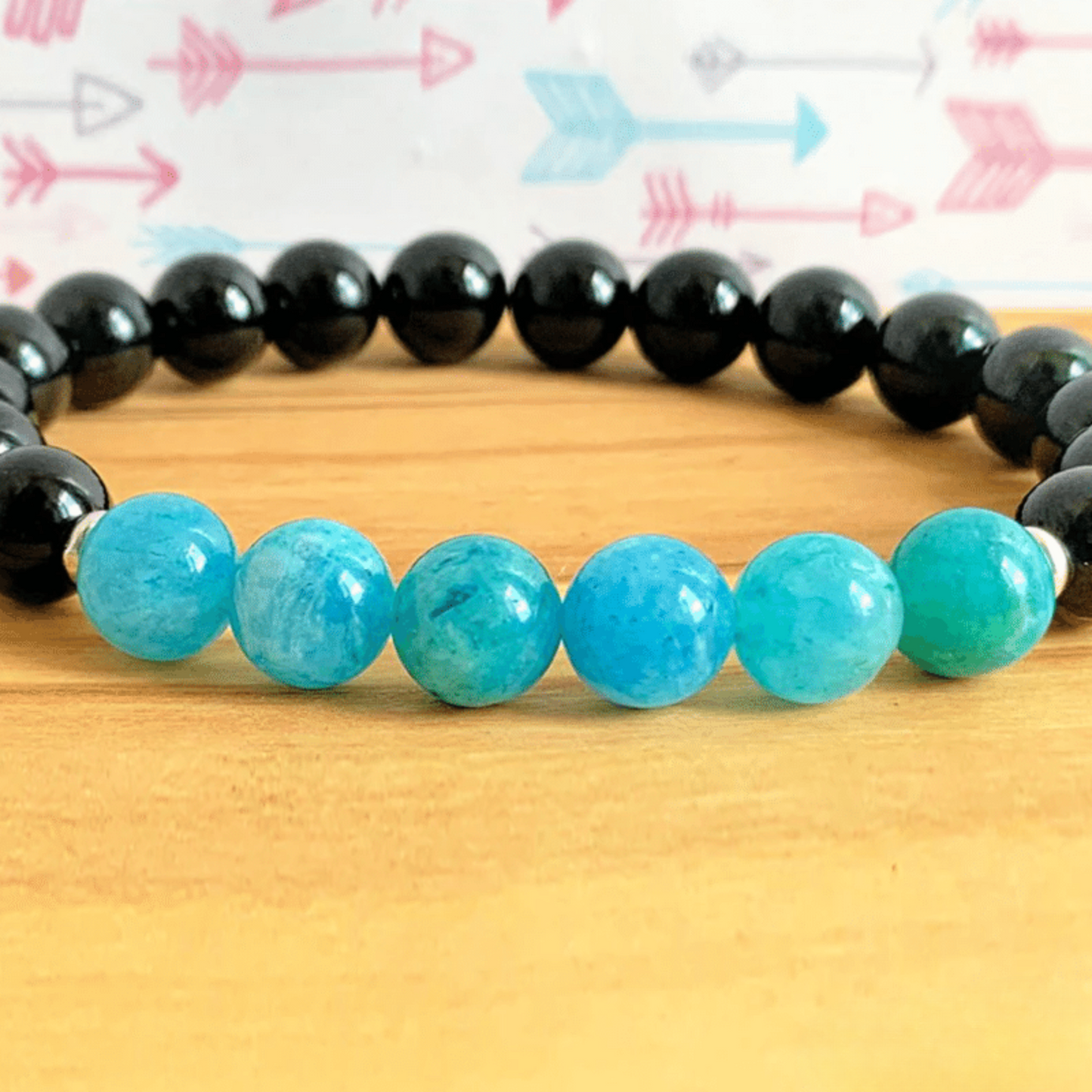Black tourmaline and hemimorphite bracelet