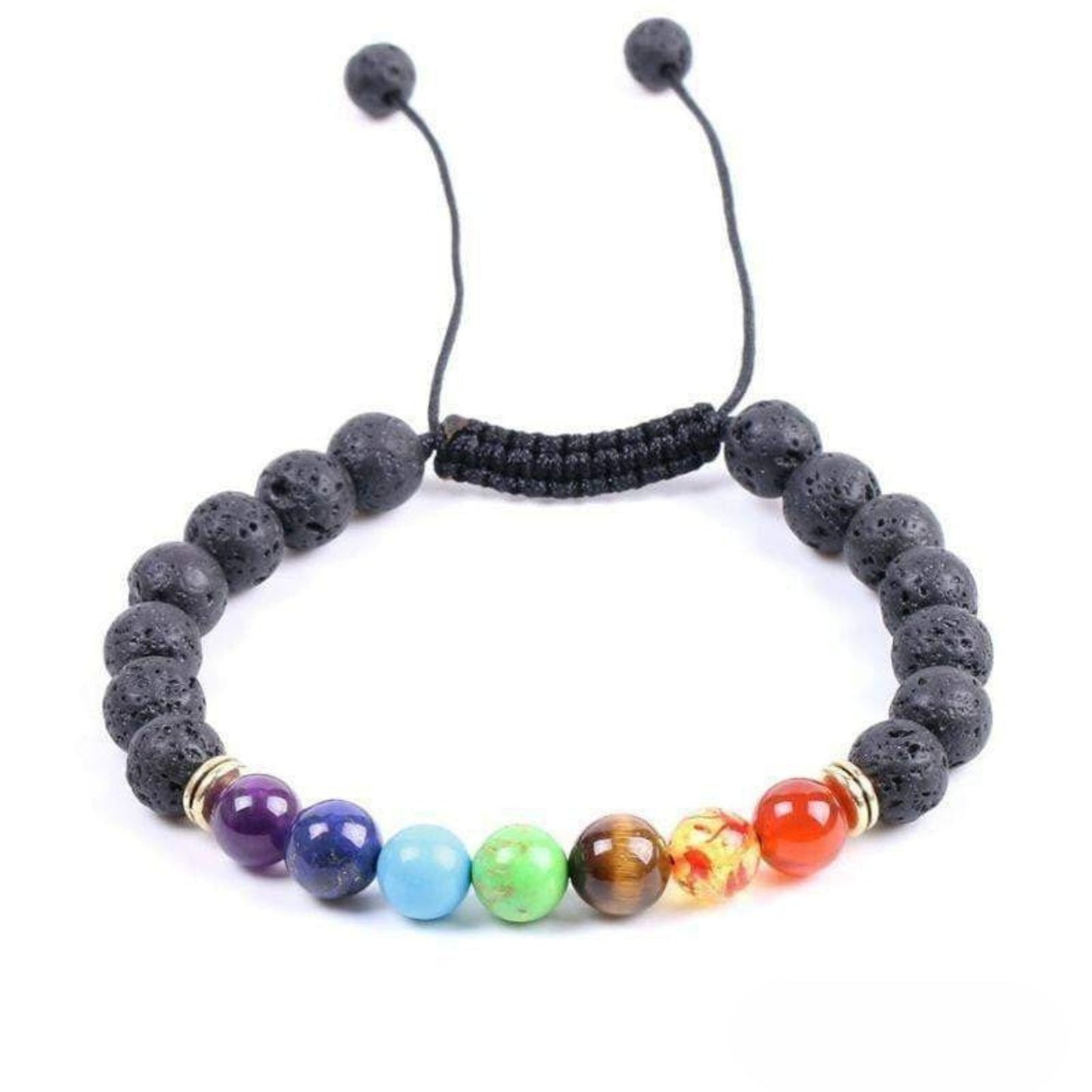 Silver lava stone 7 chakra bracelet