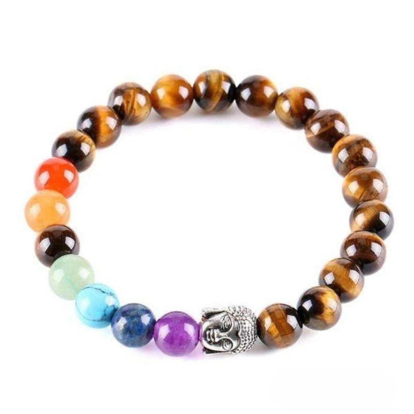 7 chakra buddha tiger eye bracelet