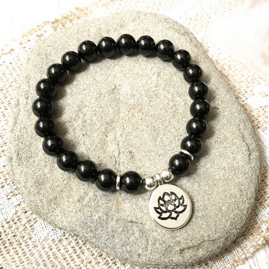 Bracelet Lotus en Tourmaline Noire