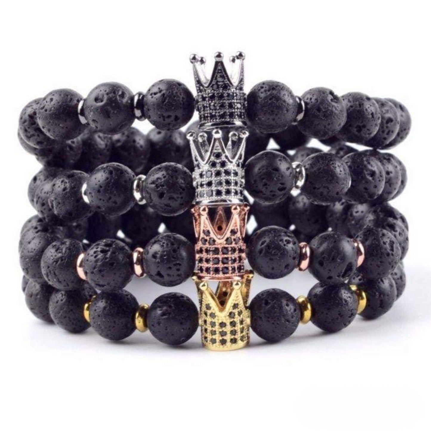 Crown lava stone bracelet