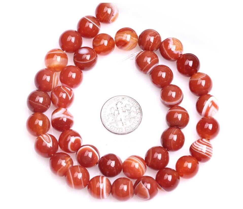 Perles Rondes Agate Rouge