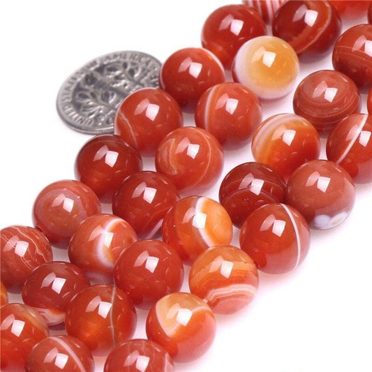 Perles Rondes Agate Rouge
