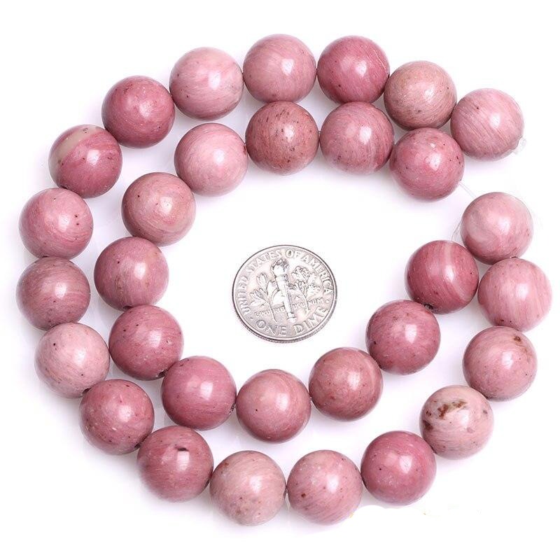 Round pink rhodonite beads