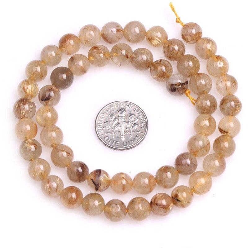 Round rutilated quartz beads