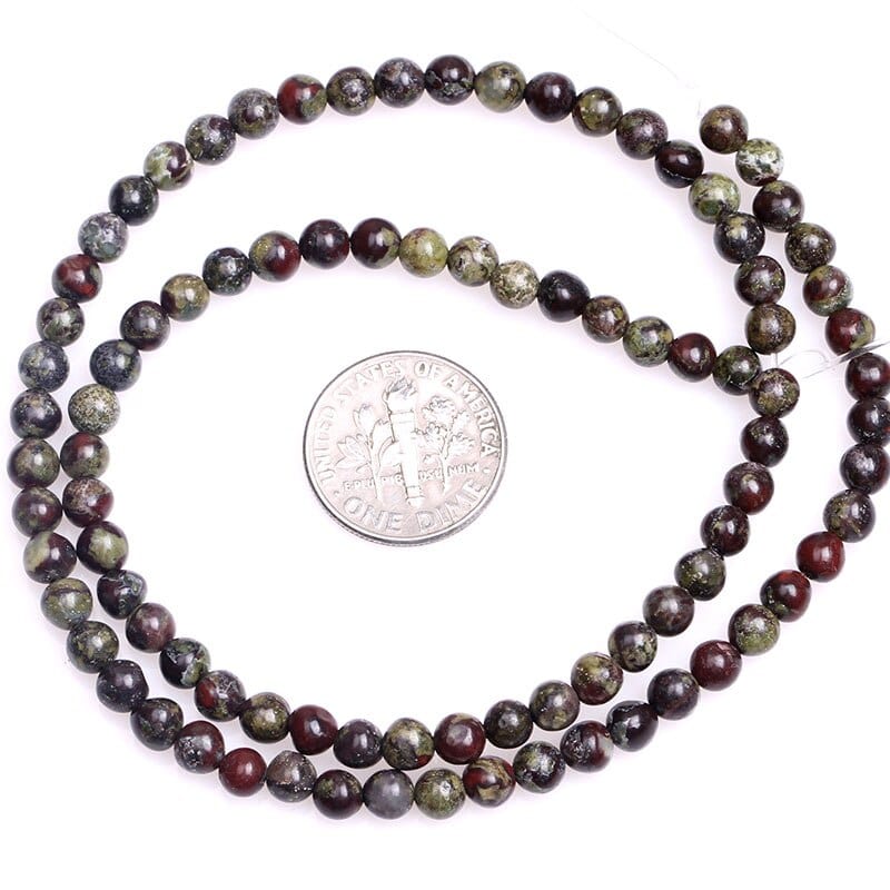 Round bloodstone jasper beads
