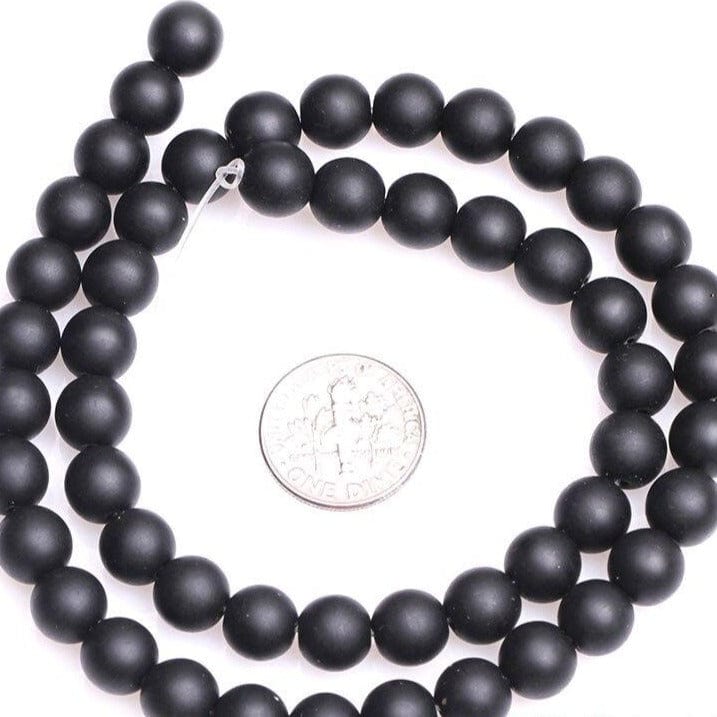 Round matte black onyx beads