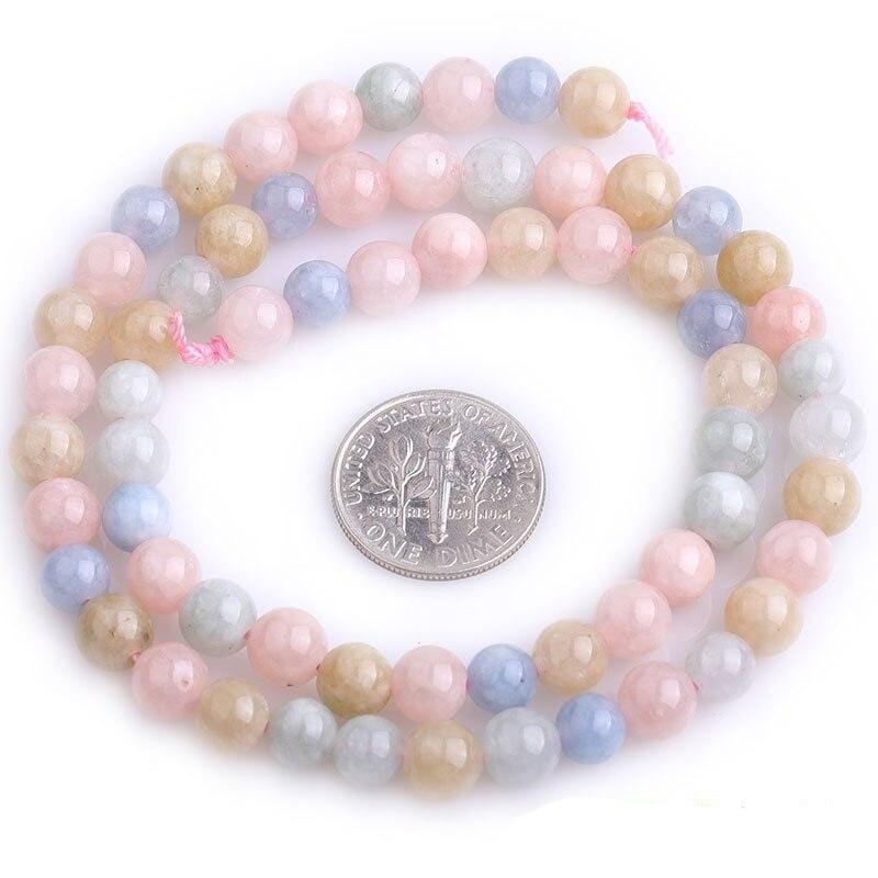 Round morganite beads