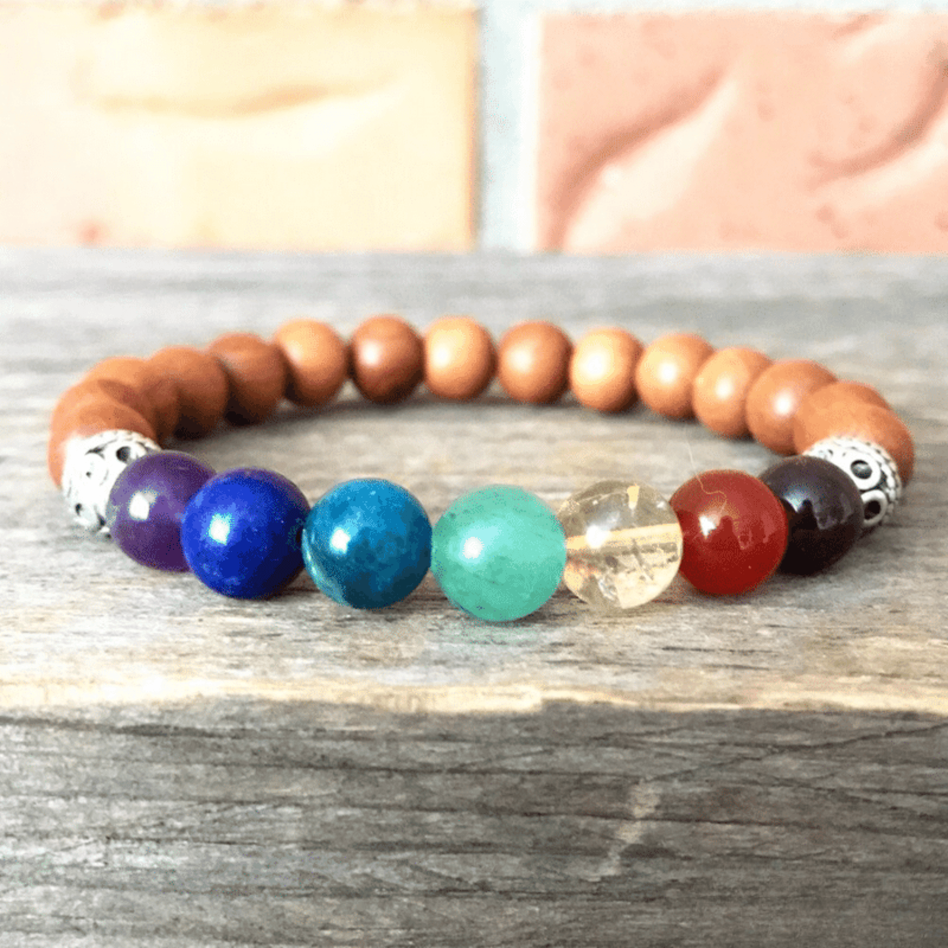 7 chakra sandalwood bracelet