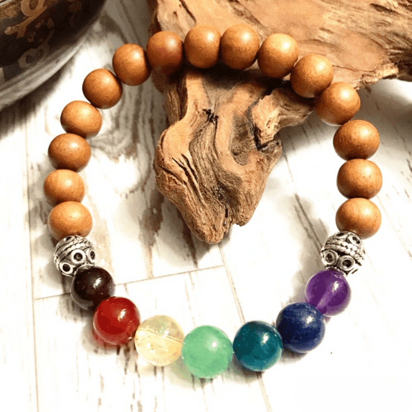 7 chakra sandalwood bracelet