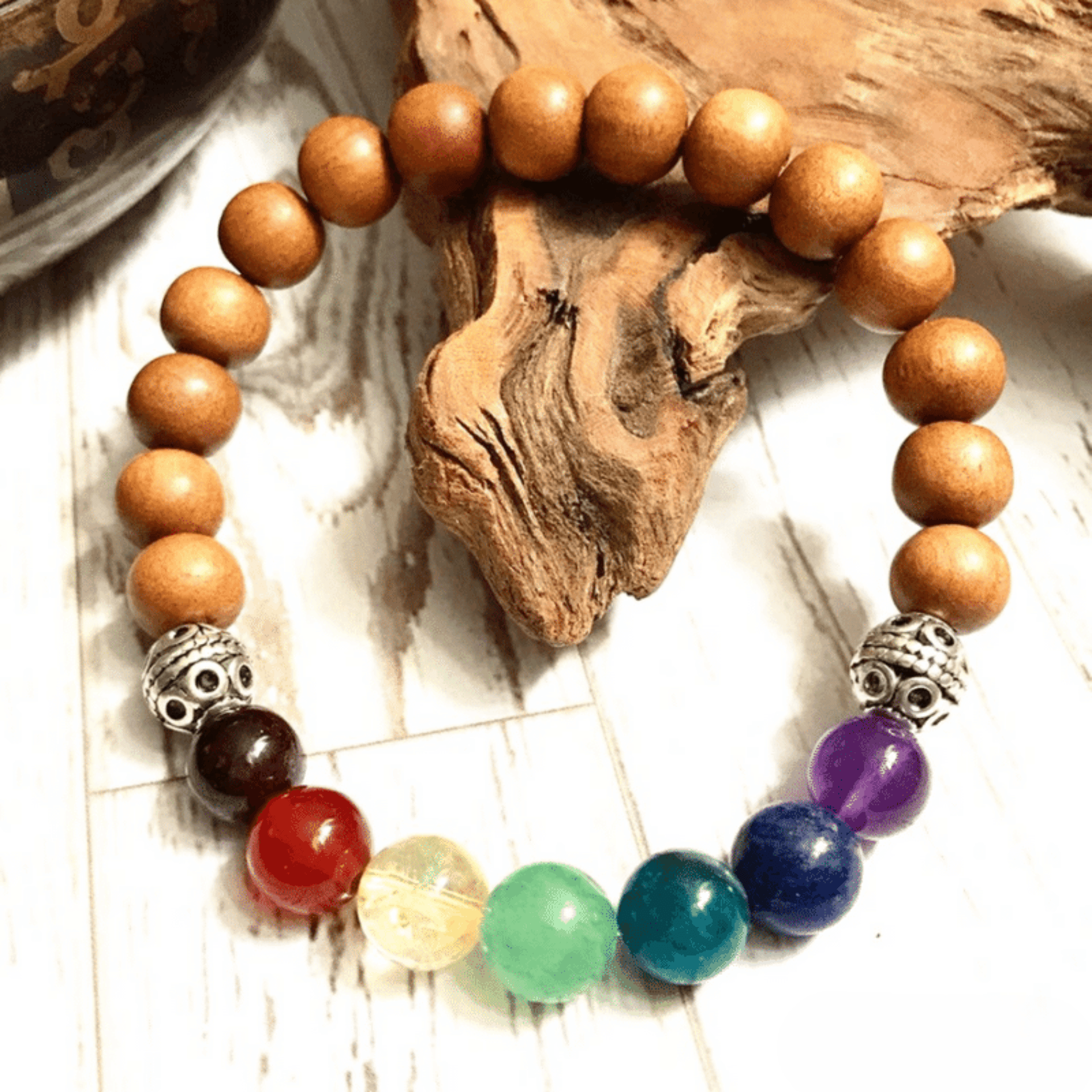 7 chakra sandalwood bracelet