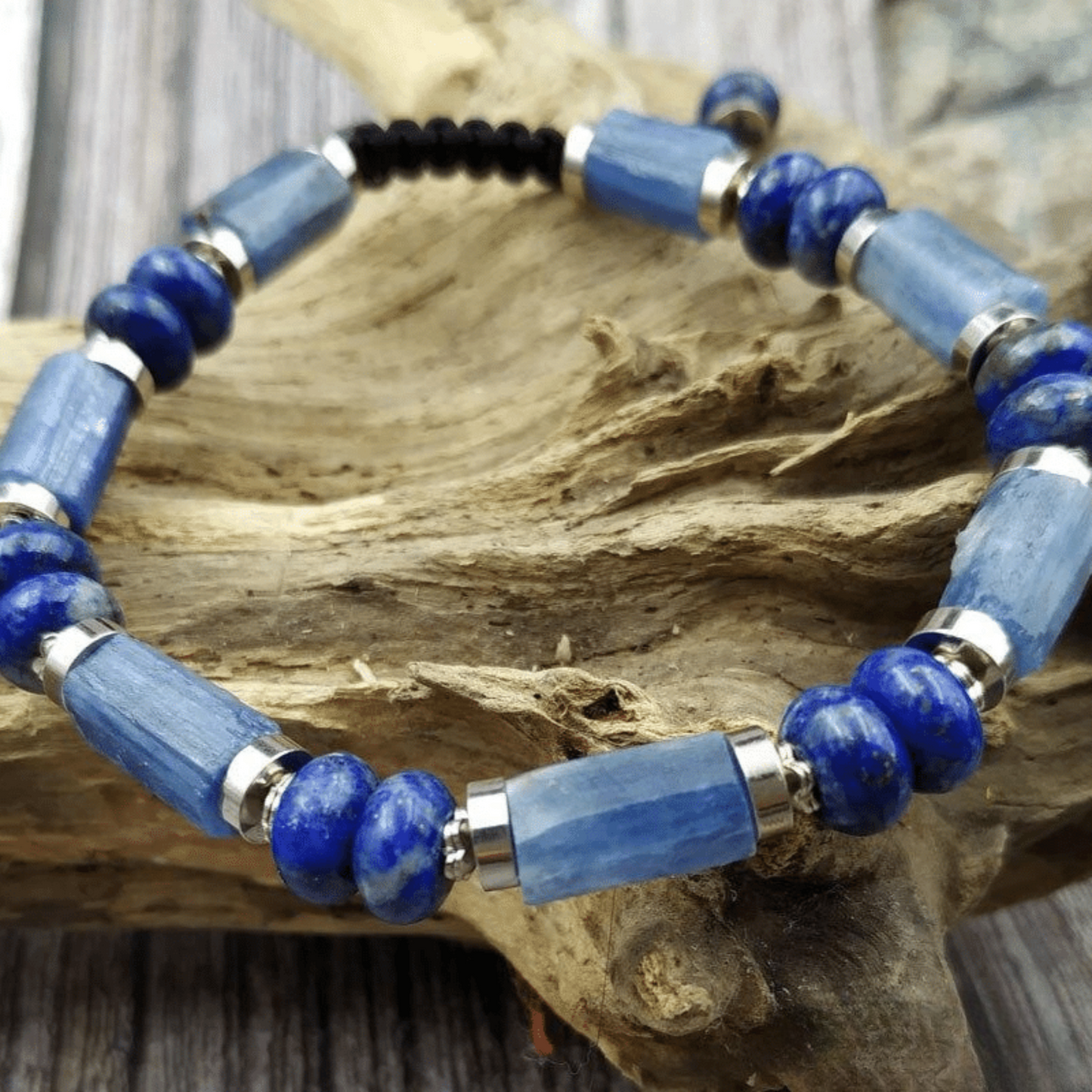 Kyanite and Lapis Lazuli Bracelet