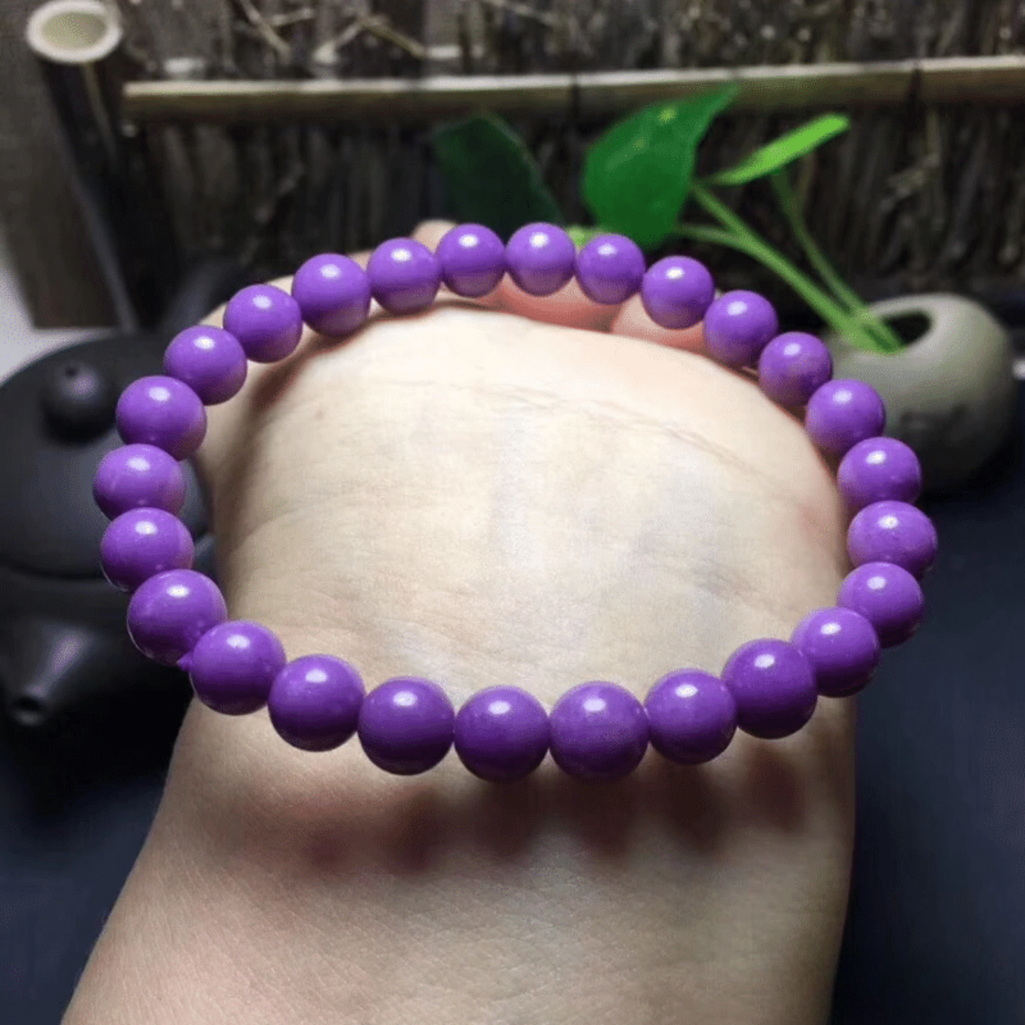 Purple phosphosiderite bracelet
