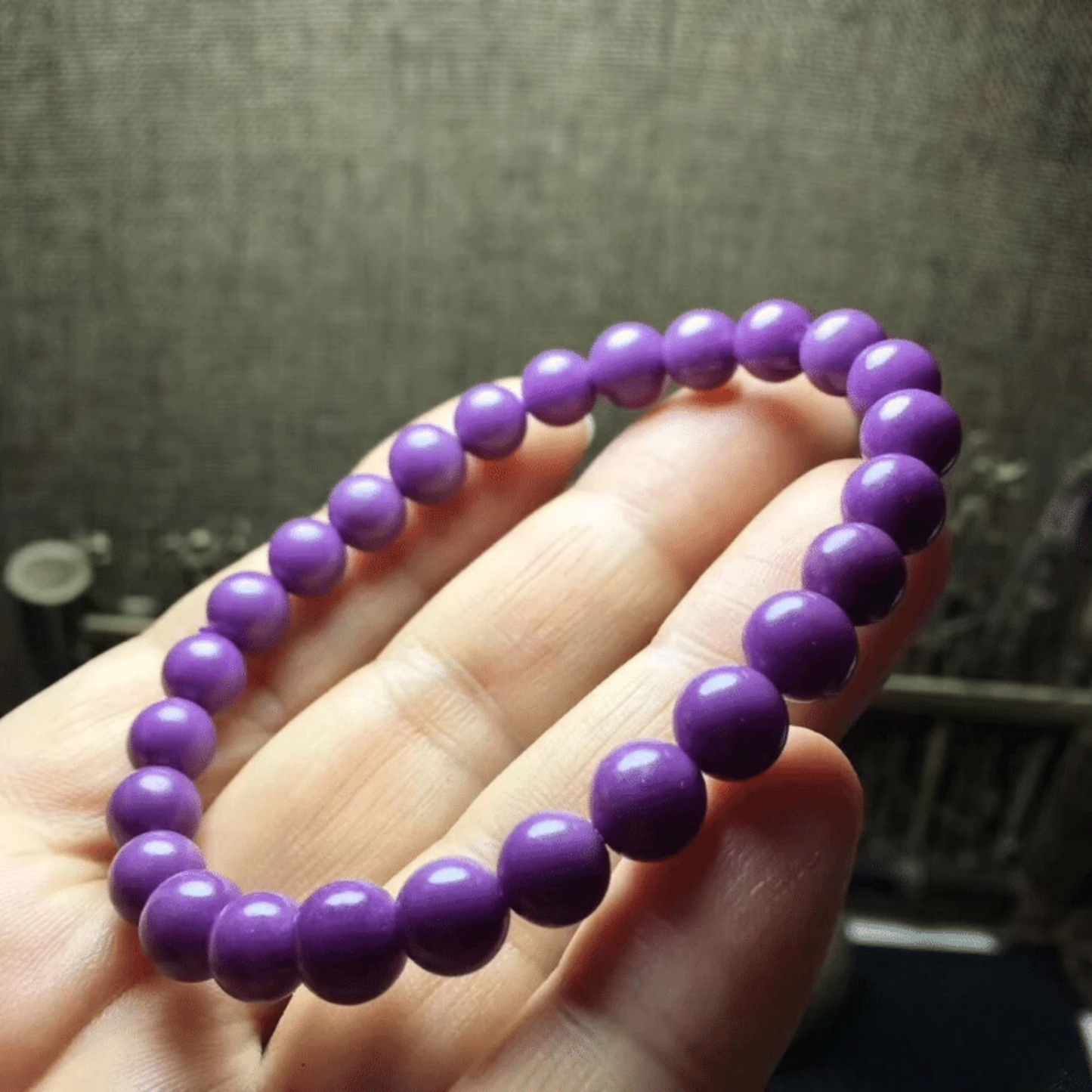 Purple phosphosiderite bracelet