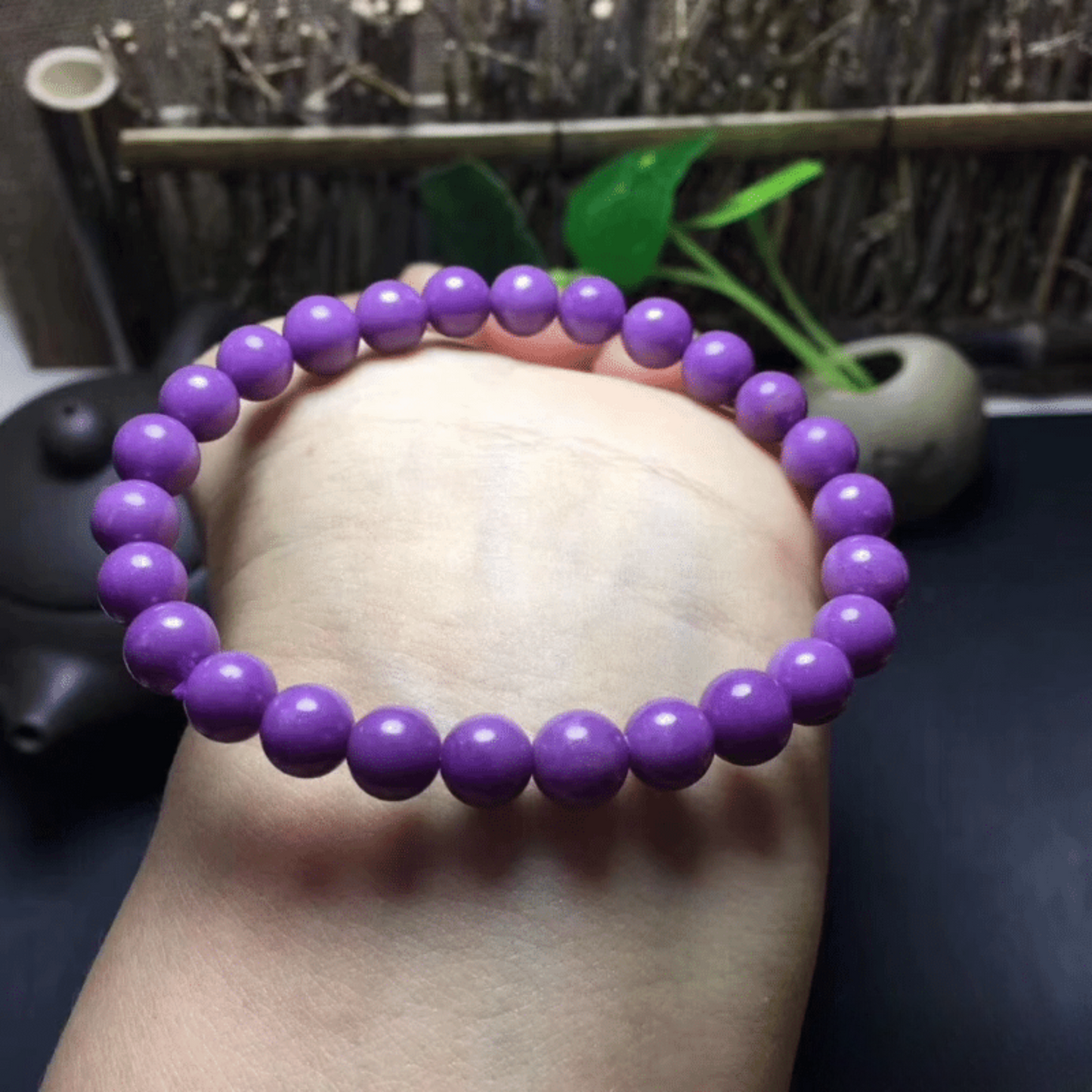 Purple phosphosiderite bracelet