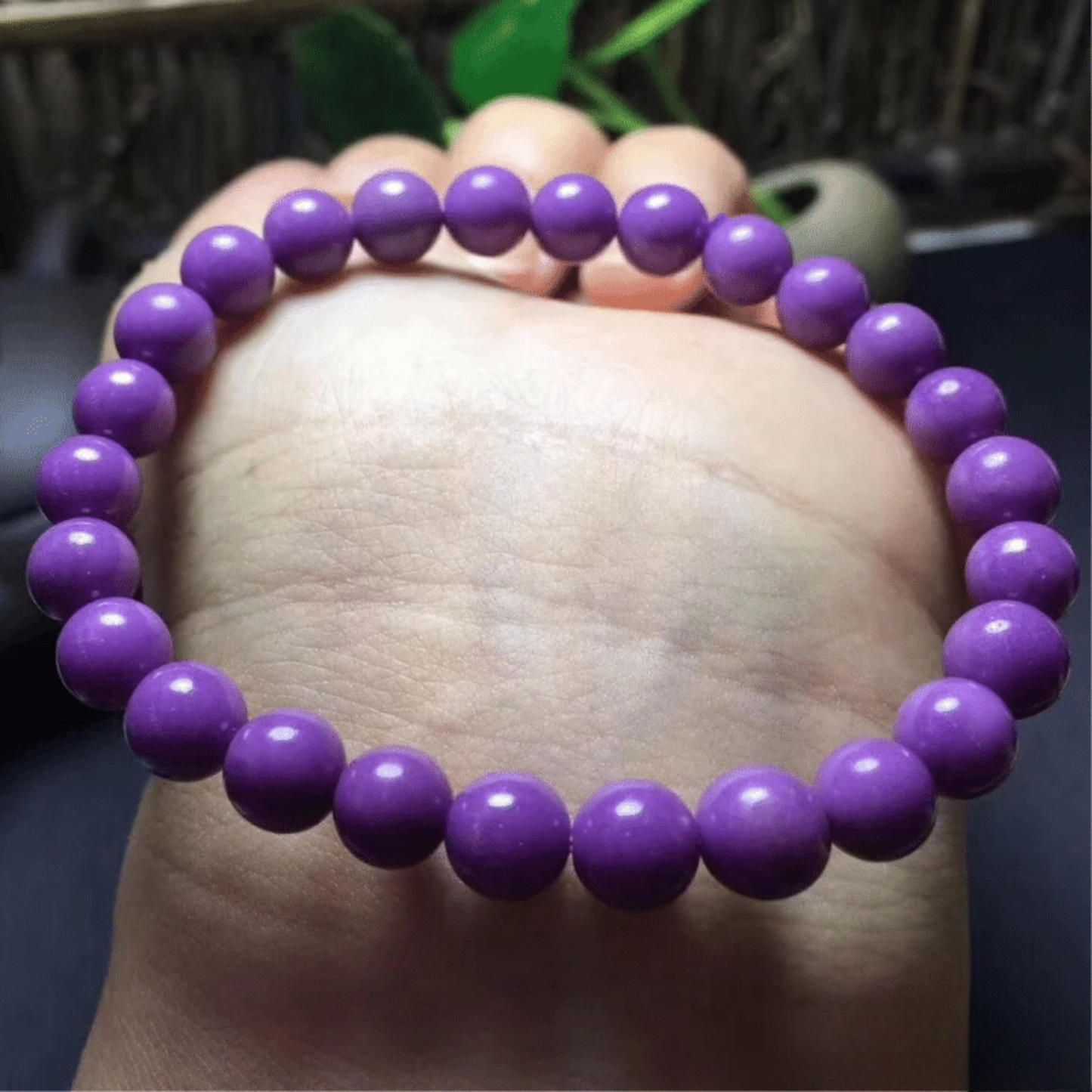 Purple phosphosiderite bracelet