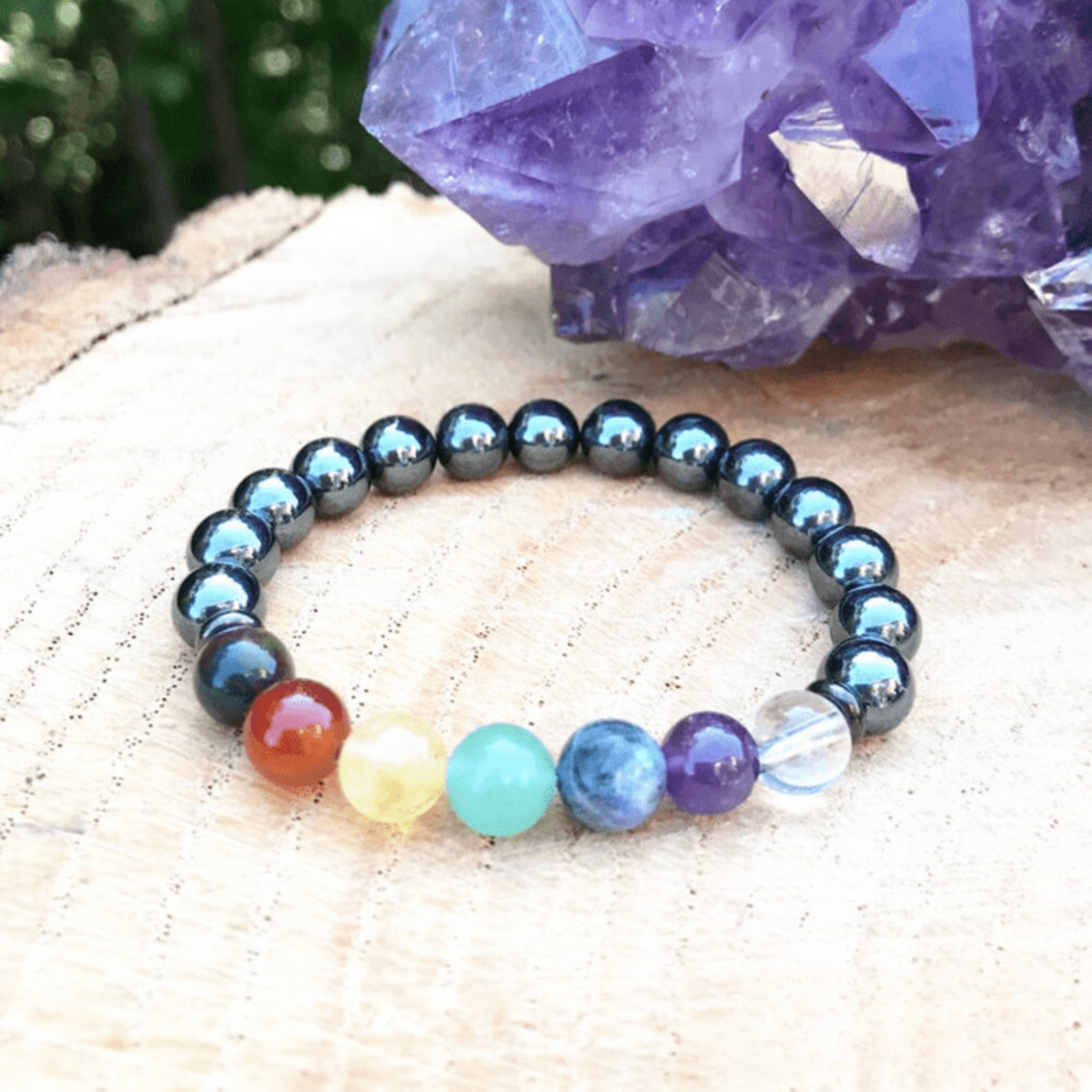 7 chakra hematite bracelet