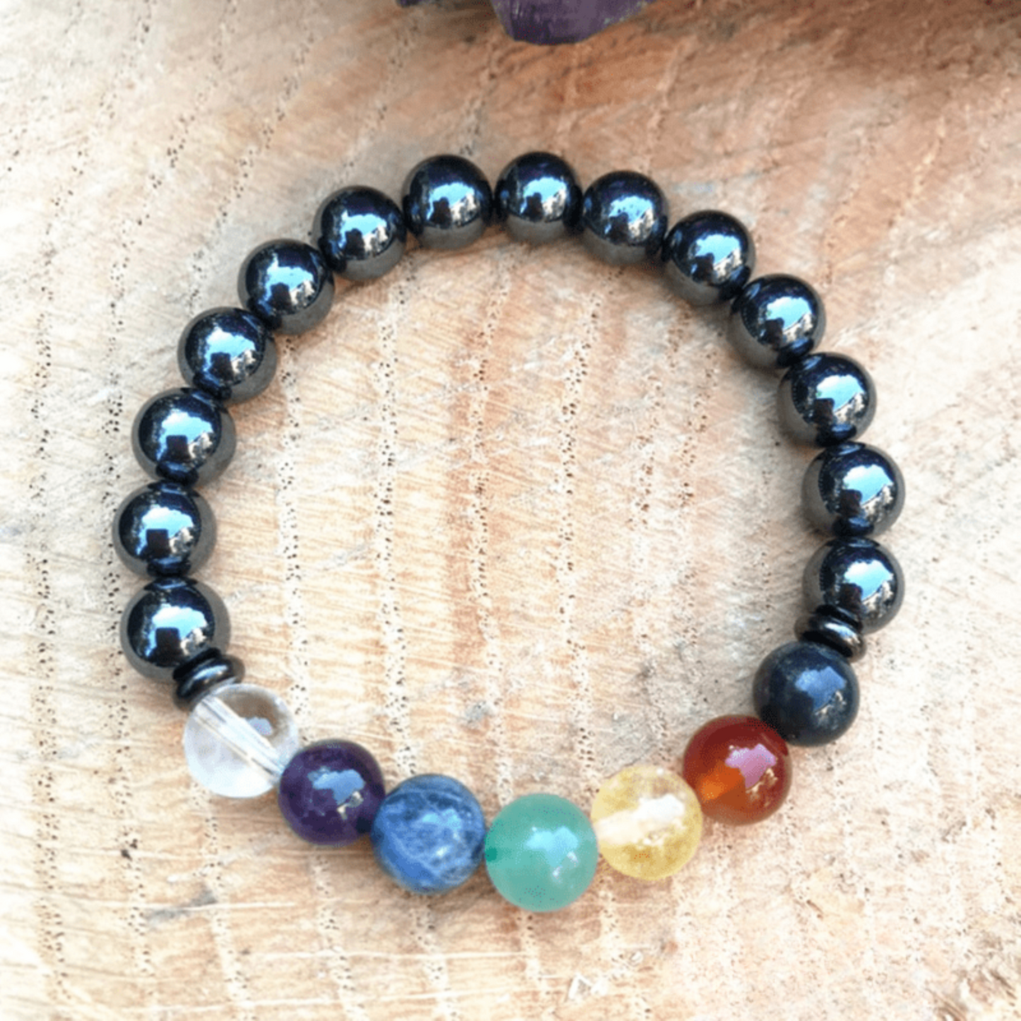 7 chakra hematite bracelet