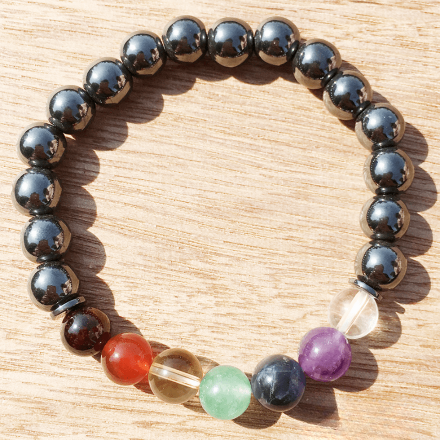 7 chakra hematite bracelet