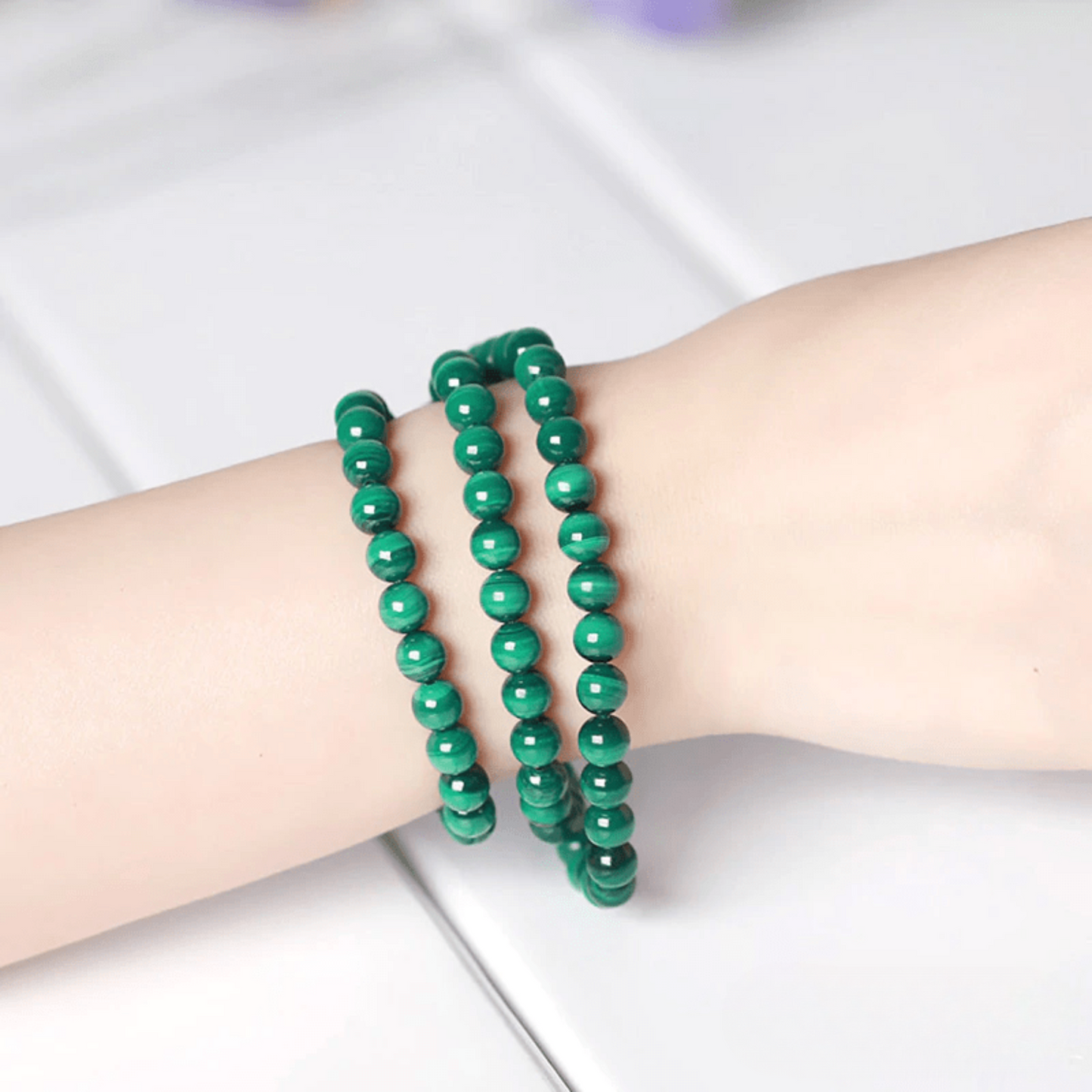 Bracelet Triple in Malachite