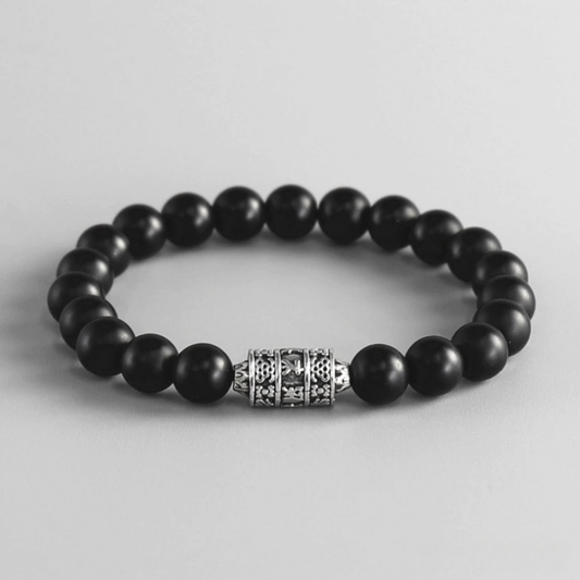 Tibetan Bracelet in Matte Black Onyx