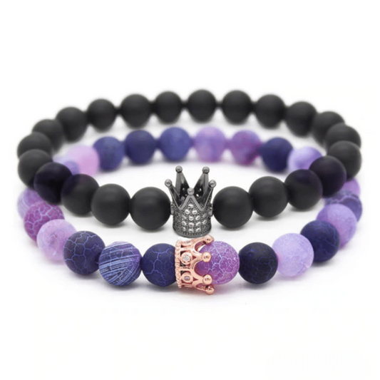 Black and violet crown distance bracelets
