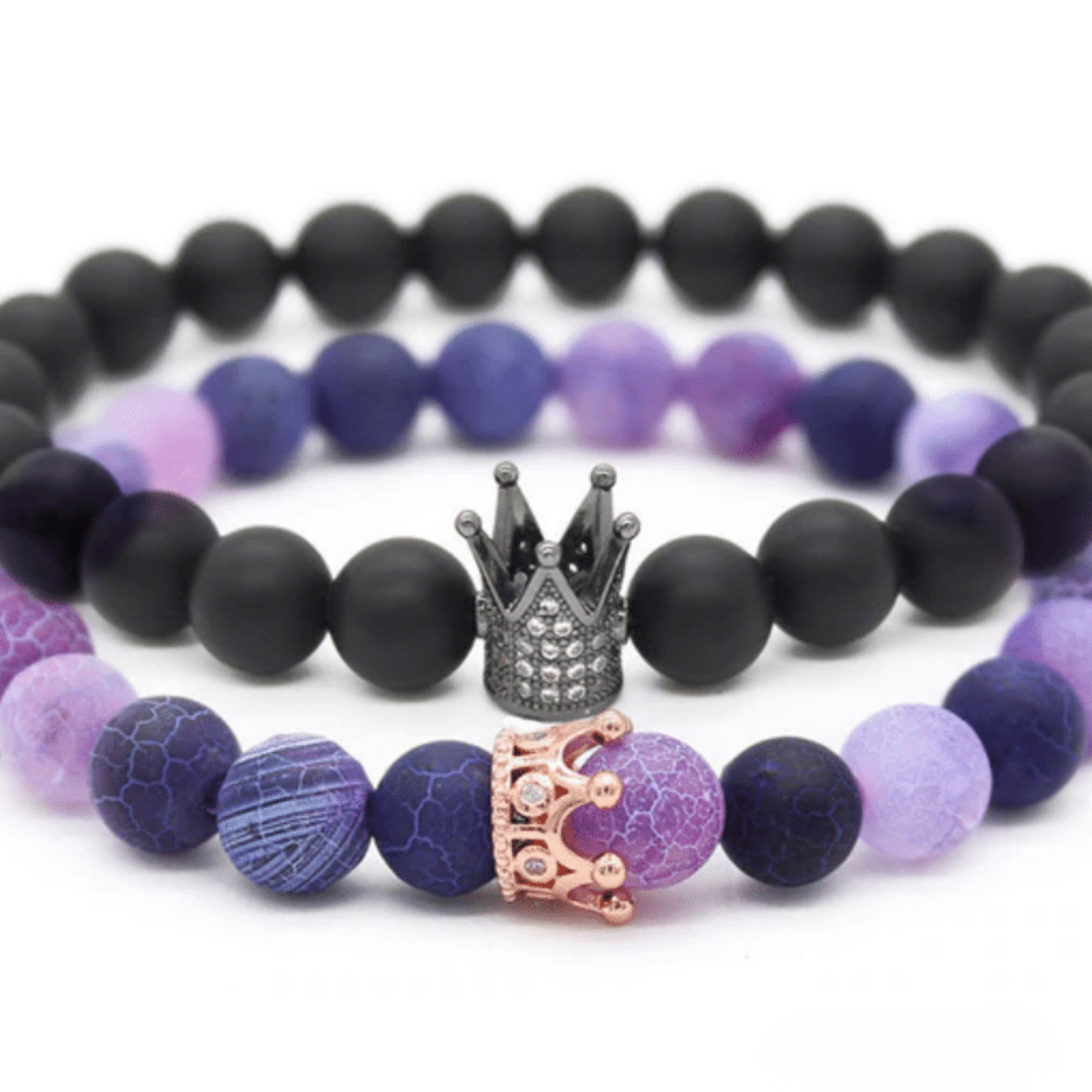 Black and violet crown distance bracelets