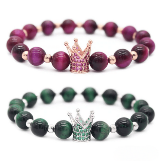 Violet and green crown distance bracelets