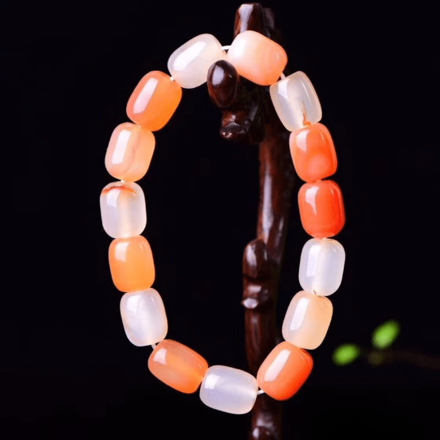 Orange Jade Tumbled Stone Bracelet