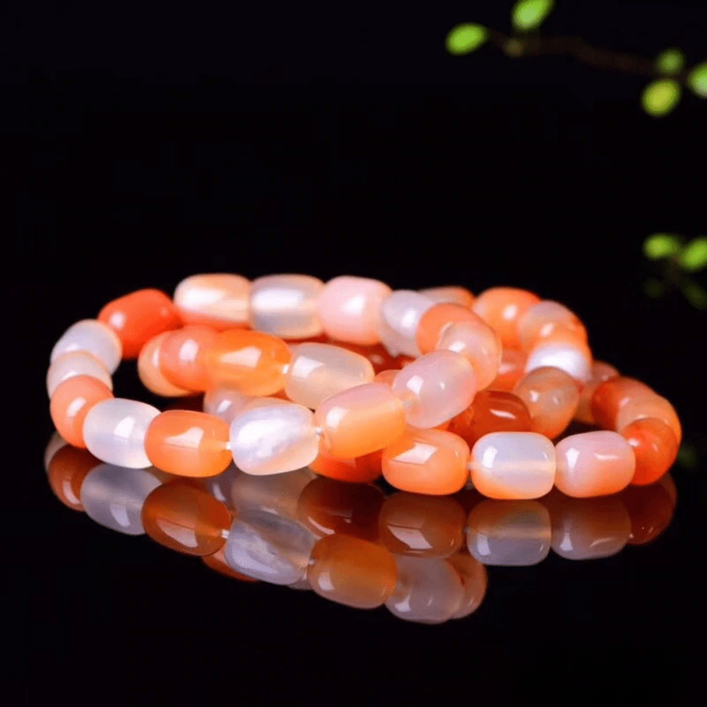 Orange Jade Tumbled Stone Bracelet