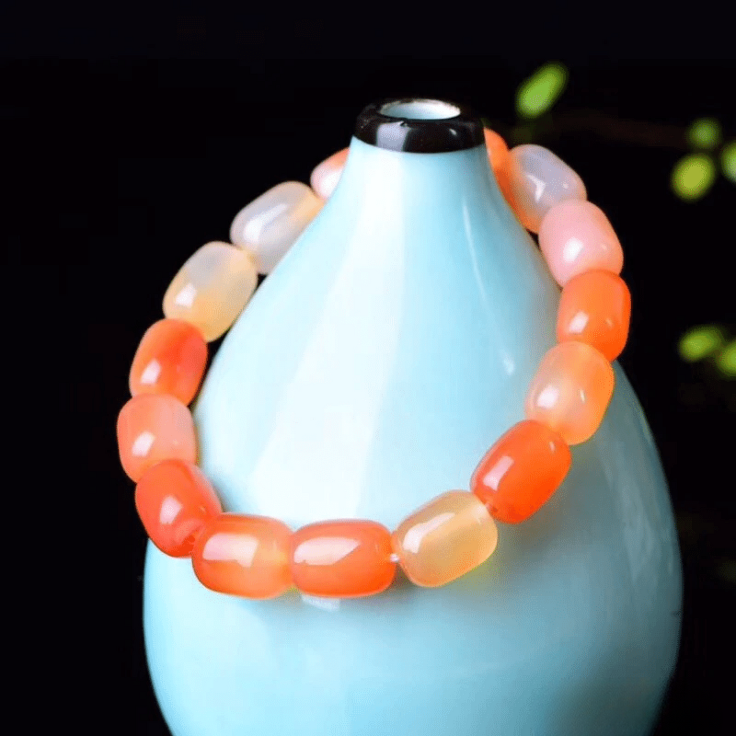Orange Jade Tumbled Stone Bracelet