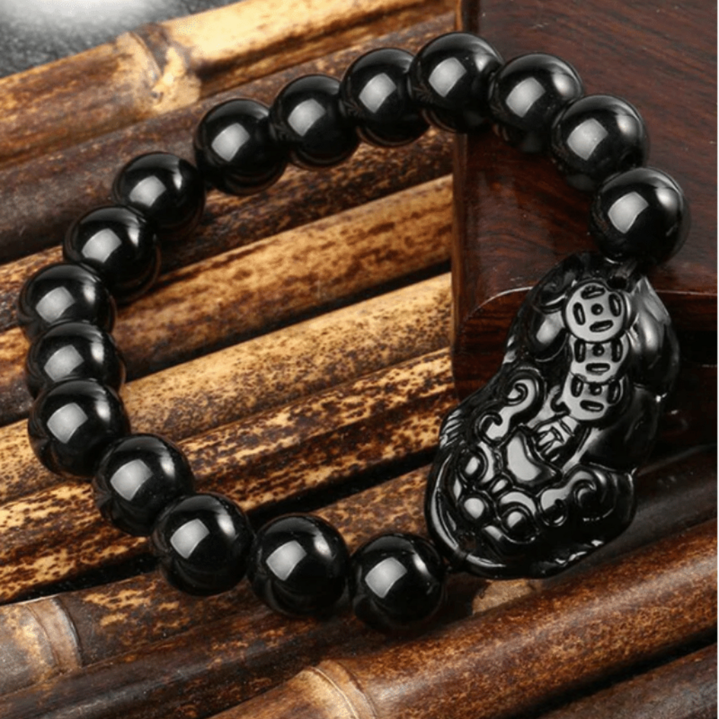 Pixiu Bracelet in Black Obsidian