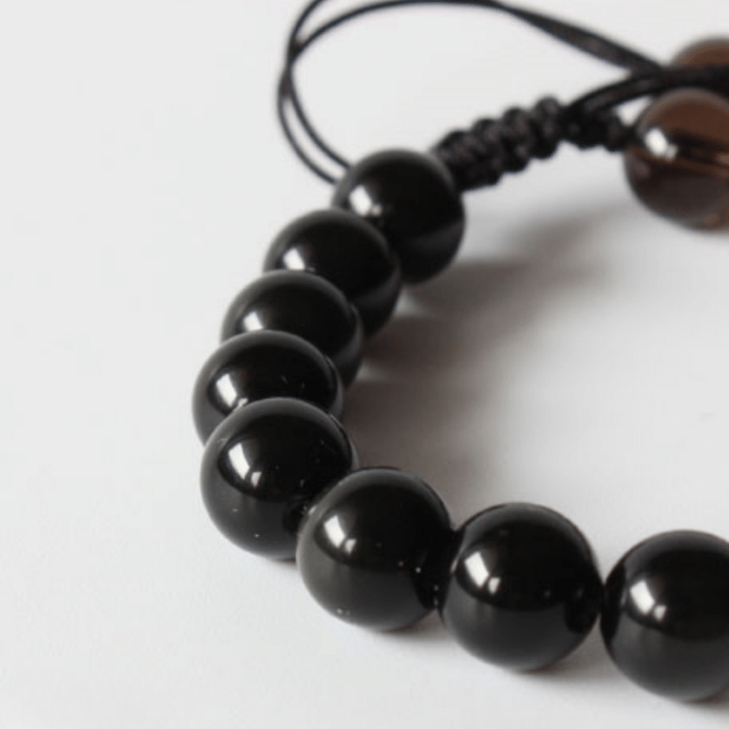 Pixiu Bracelet in Black Obsidian and Smoky Quartz