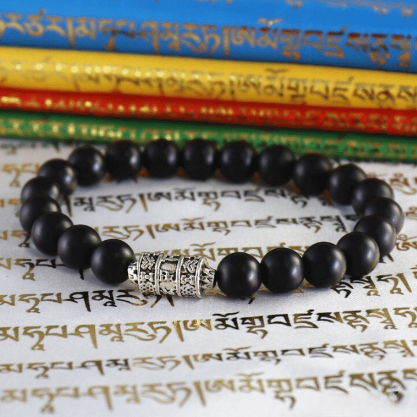 Tibetan Bracelet in Matte Black Onyx