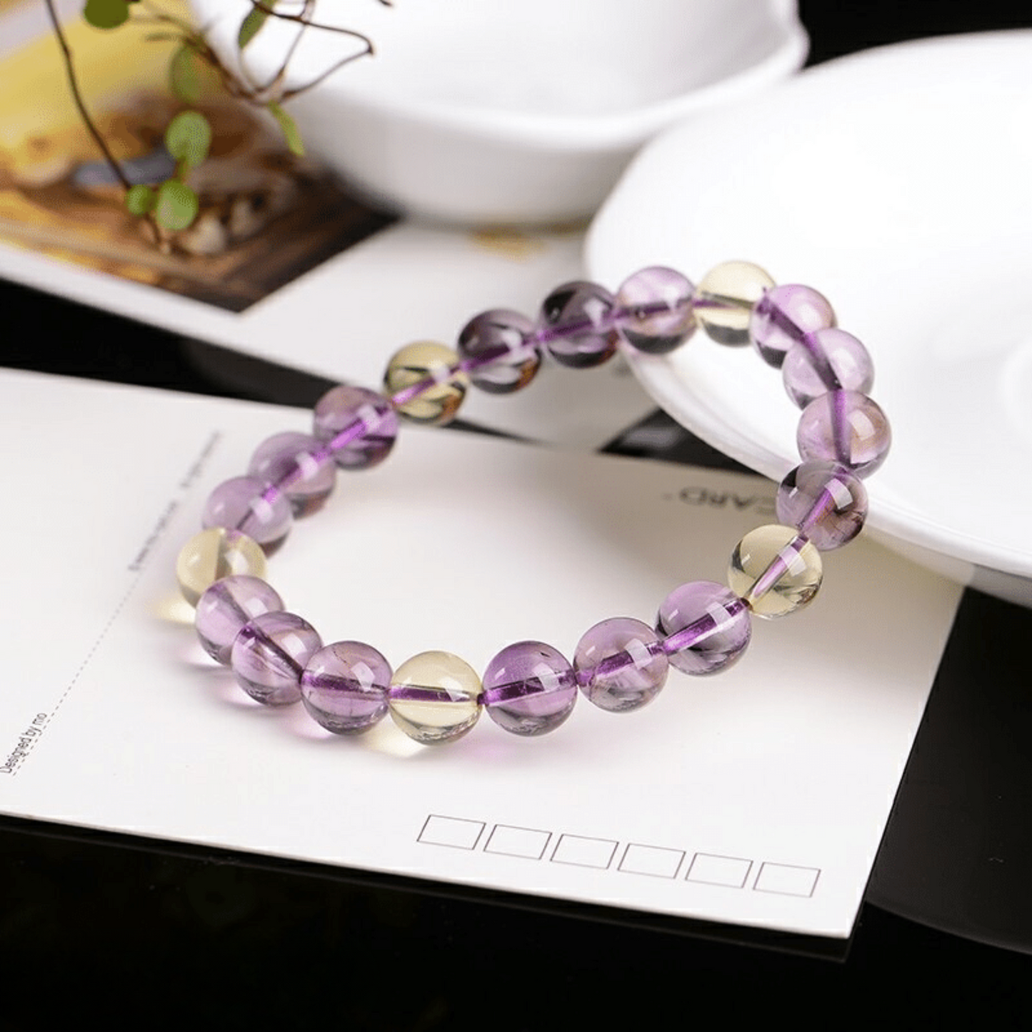 Ametrine 9mm bead bracelet