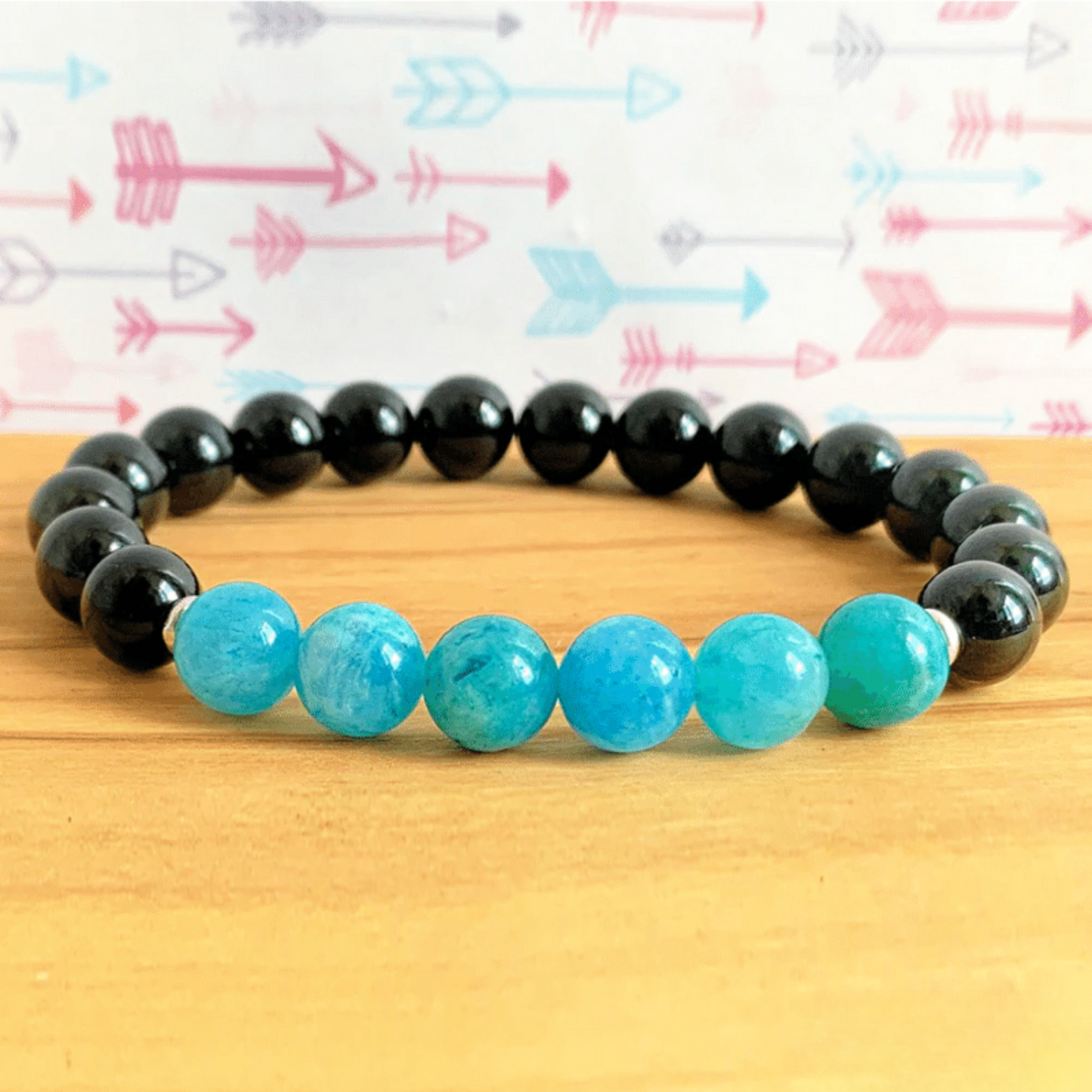 Black tourmaline and hemimorphite bracelet