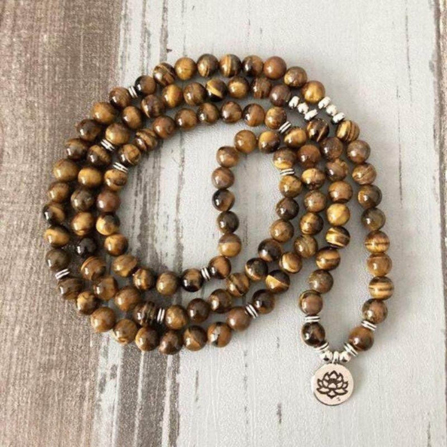 Tiger Eye Mala Lotus Bracelet