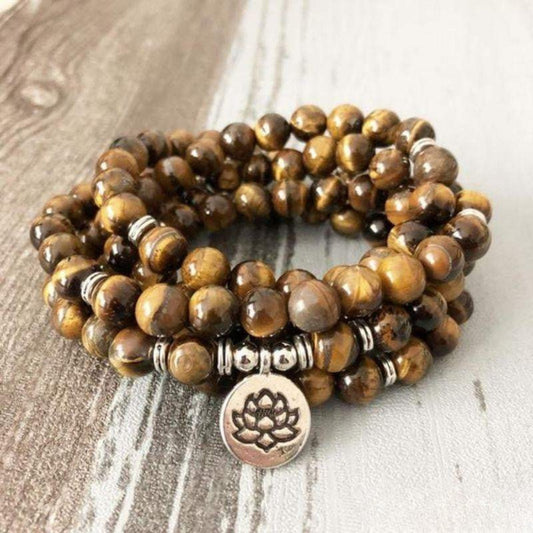 Tiger Eye Mala Lotus Bracelet