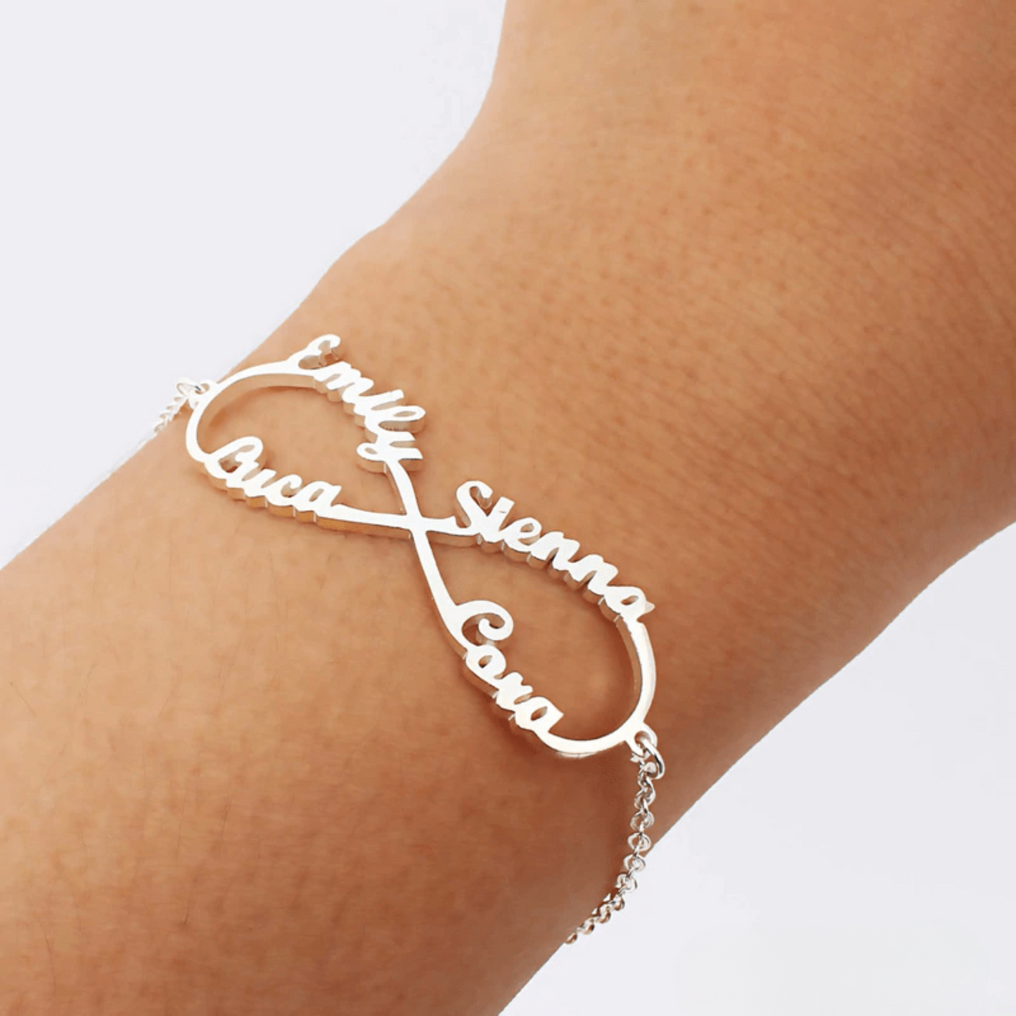 Personalized infinity bracelet with engraved names