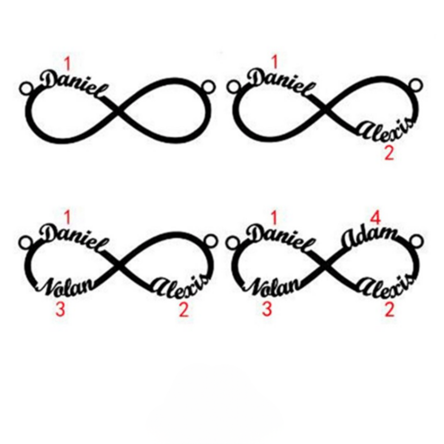 Personalized infinity bracelet with engraved names