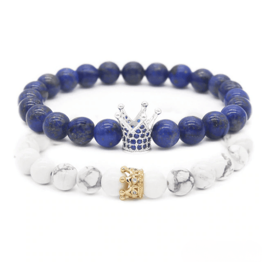 Blue and white crown distance bracelets