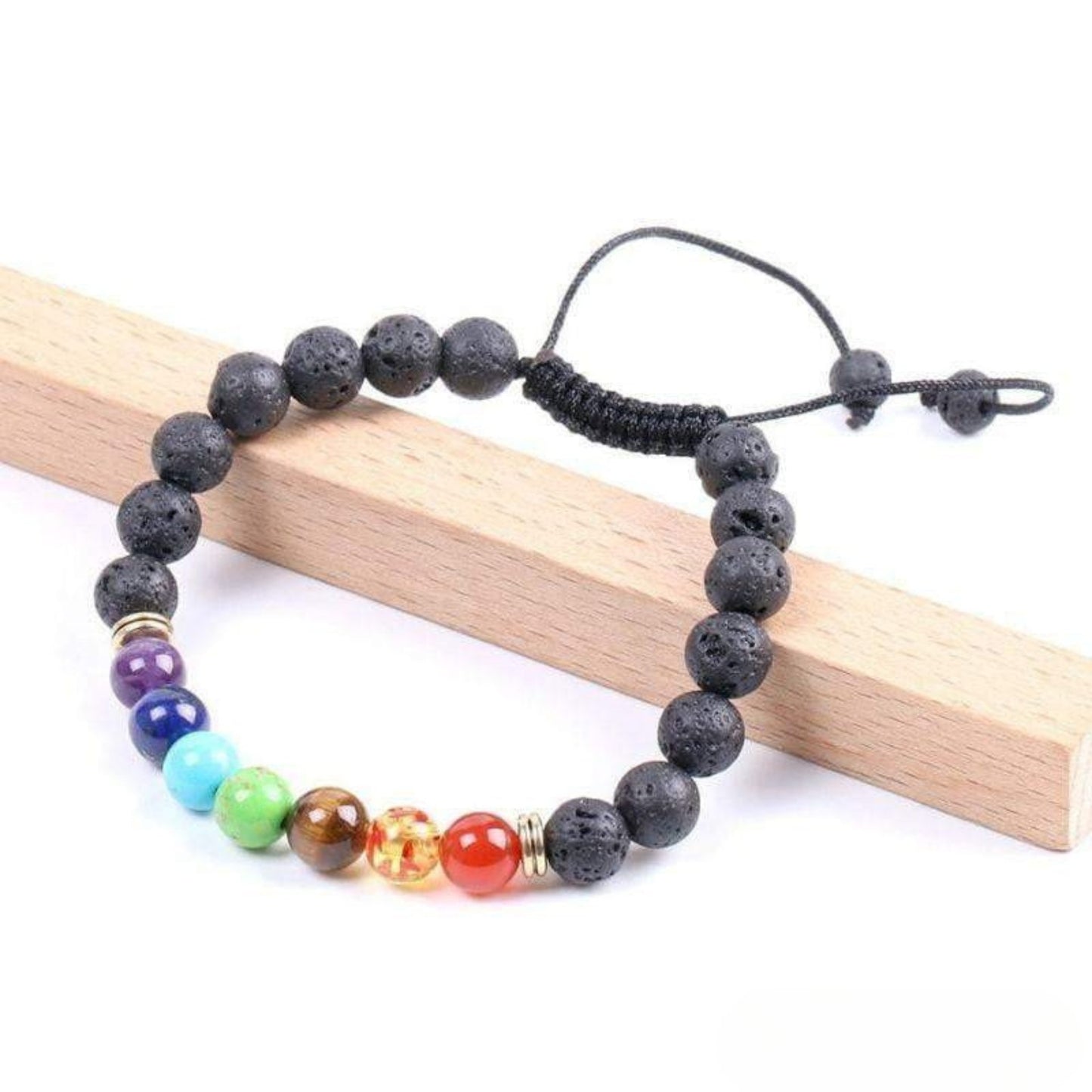 Silver lava stone 7 chakra bracelet