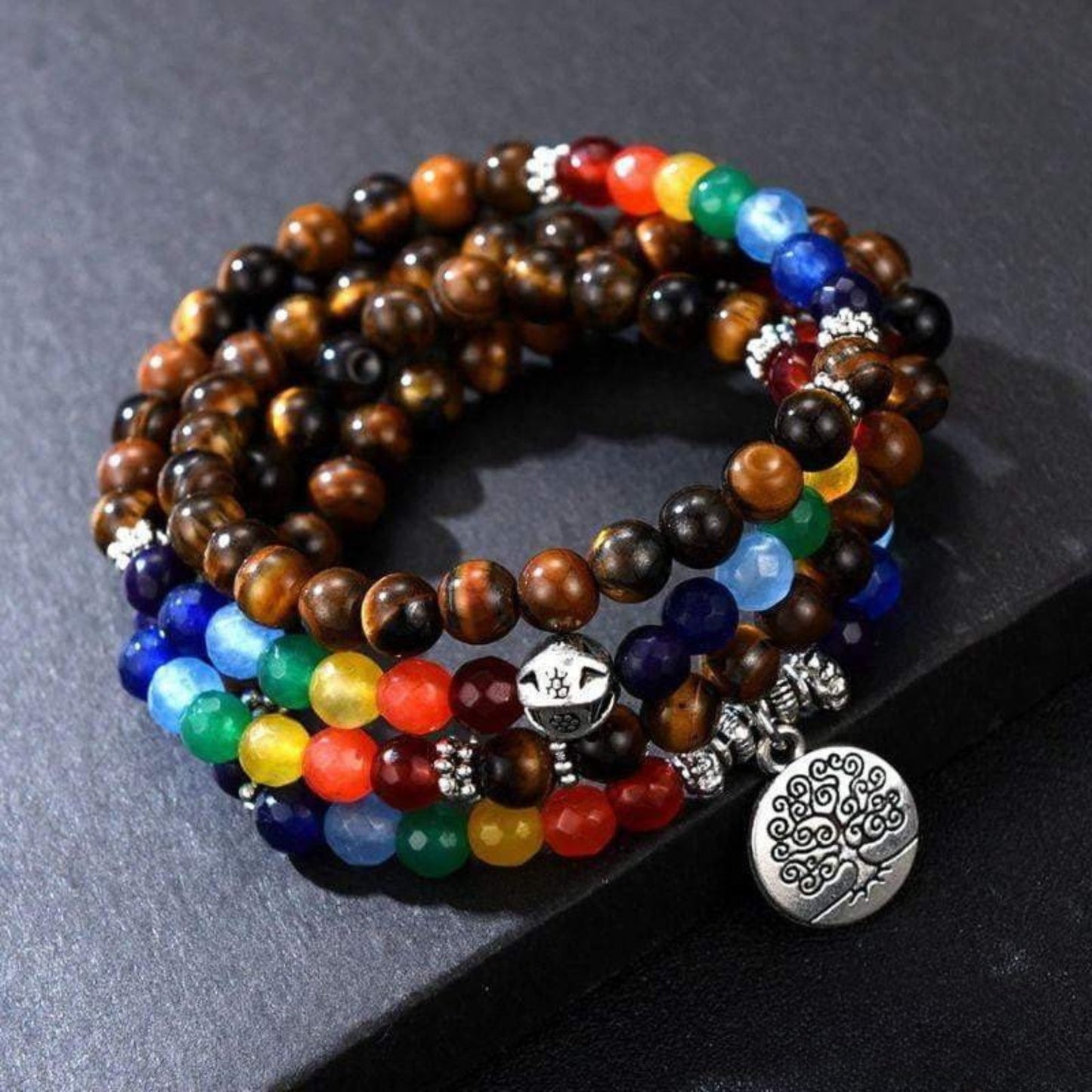 7 chakra healing tiger eye bracelet