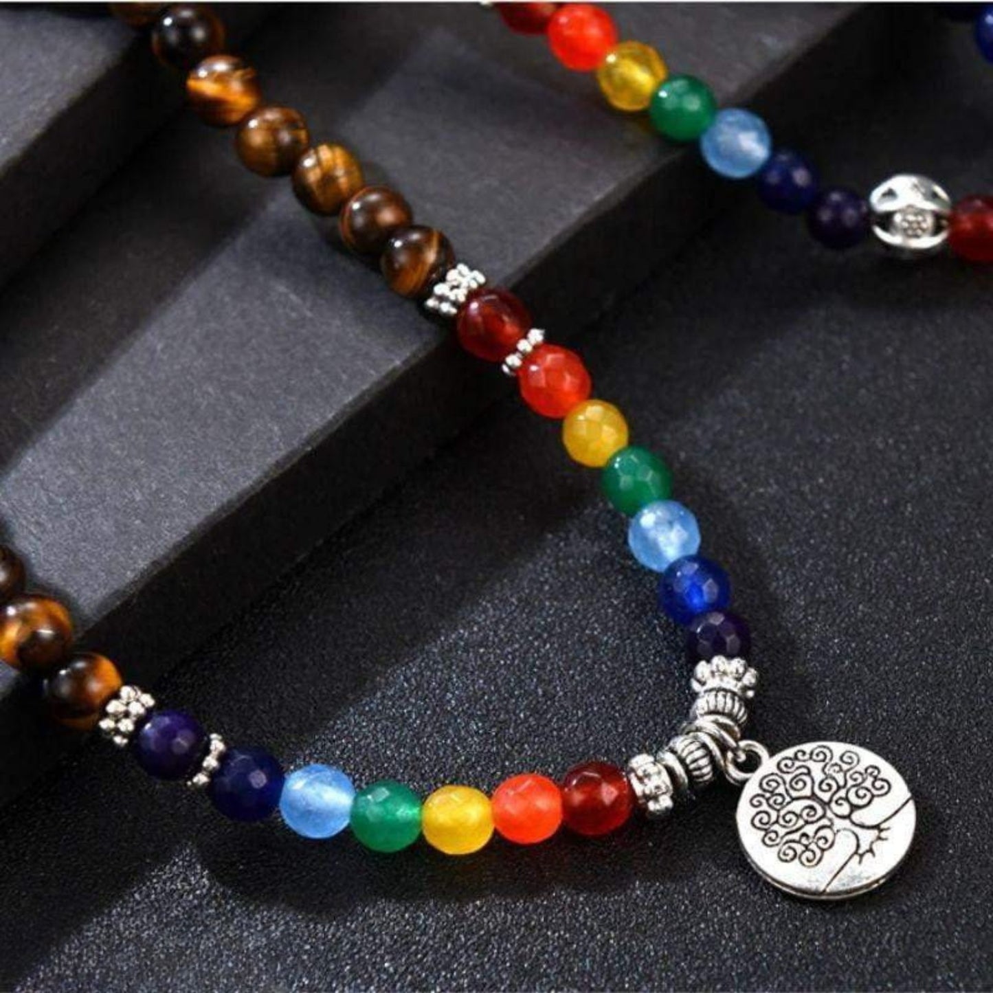 7 chakra healing tiger eye bracelet