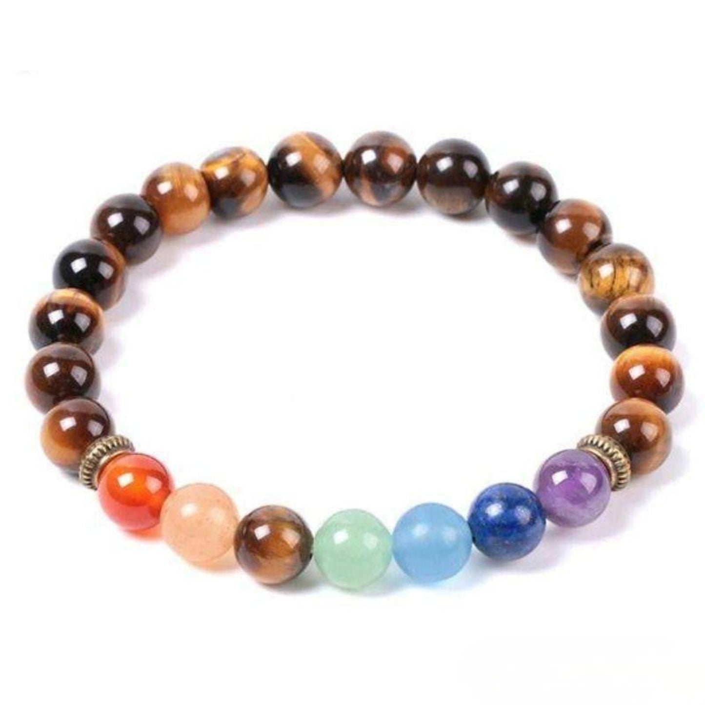 Bracelet 7 Chakras en Oeil de Tigre