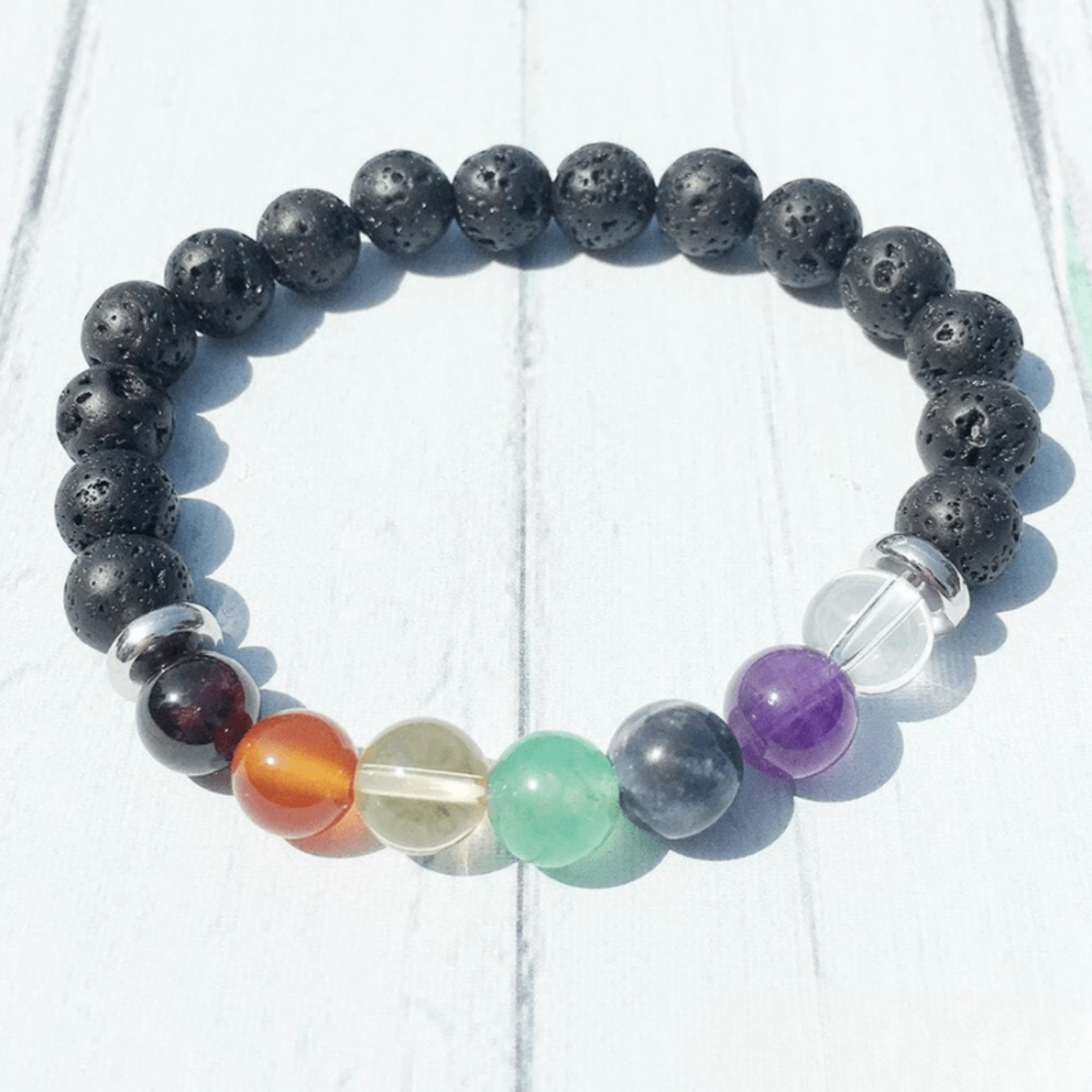 Bracelet 7 Chakras en Pierre de Lave
