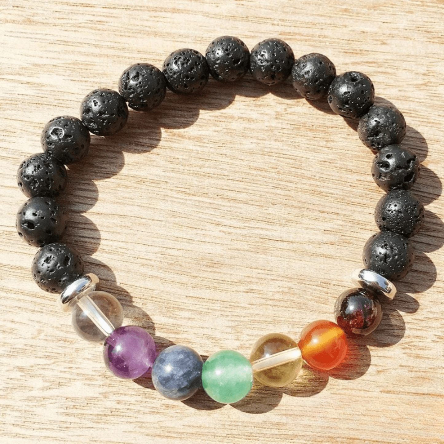 Bracelet 7 Chakras en Pierre de Lave