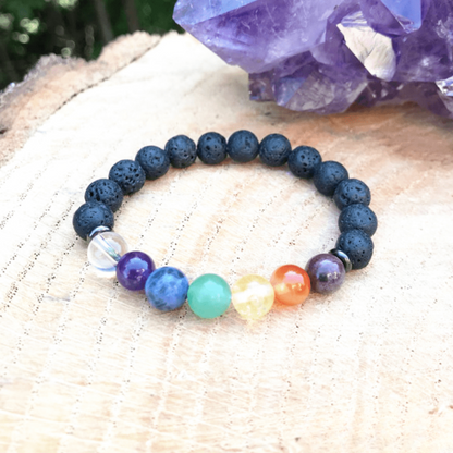 Bracelet 7 Chakras en Pierre de Lave